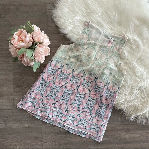 🦃5 for $25🦃 CAbi #250 Mosaic Mint Tiered Lovely Day Collection Blouse S - Picture 2 of 6